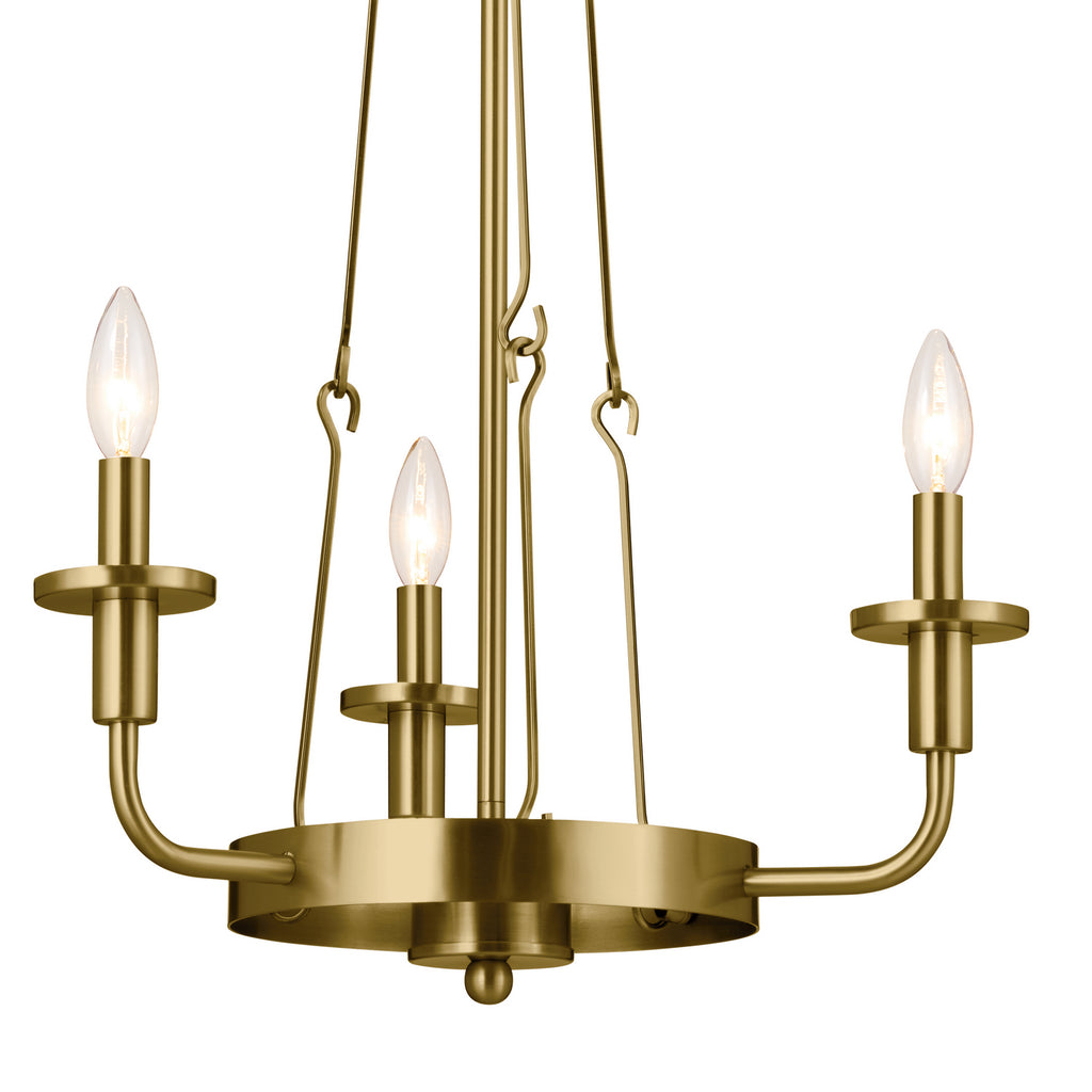 KICHLER 52450NBR Vetivene 20" 3 Light Chandelier Natural Brass