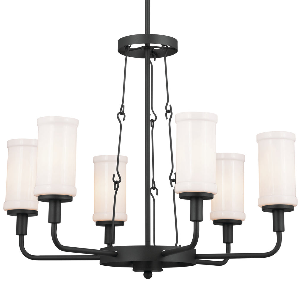 KICHLER 52451BKT Vetivene 29" 6 Light Chandelier Textured Black
