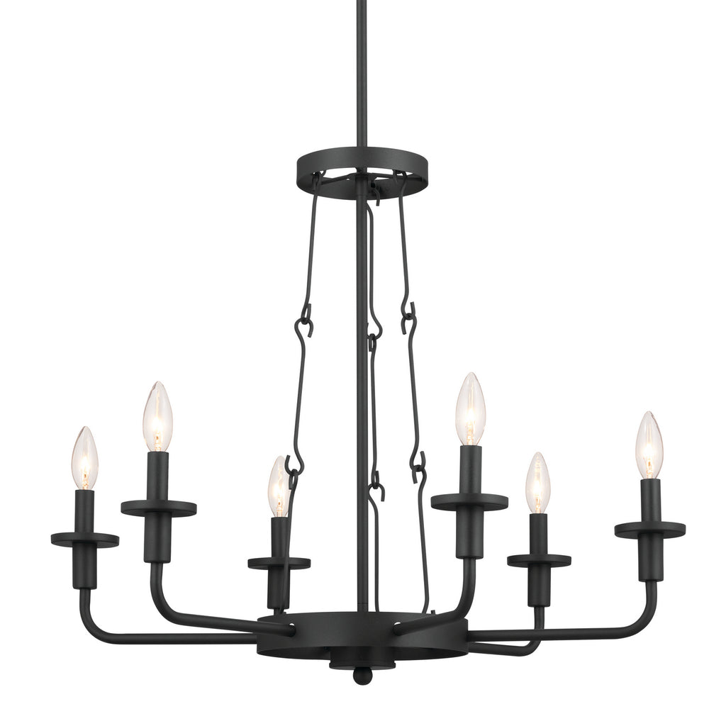 KICHLER 52451BKT Vetivene 29" 6 Light Chandelier Textured Black