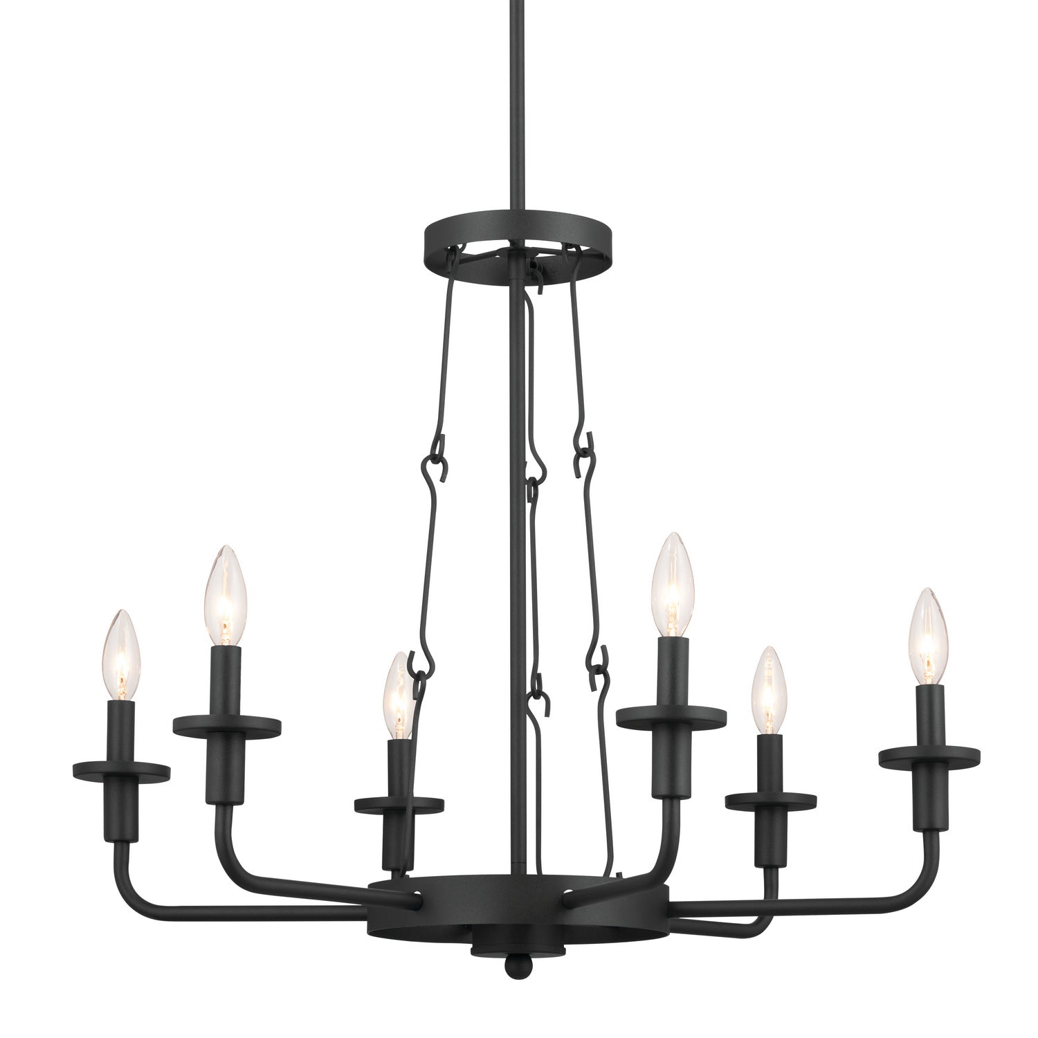 KICHLER 52451BKT Vetivene 29" 6 Light Chandelier Textured Black