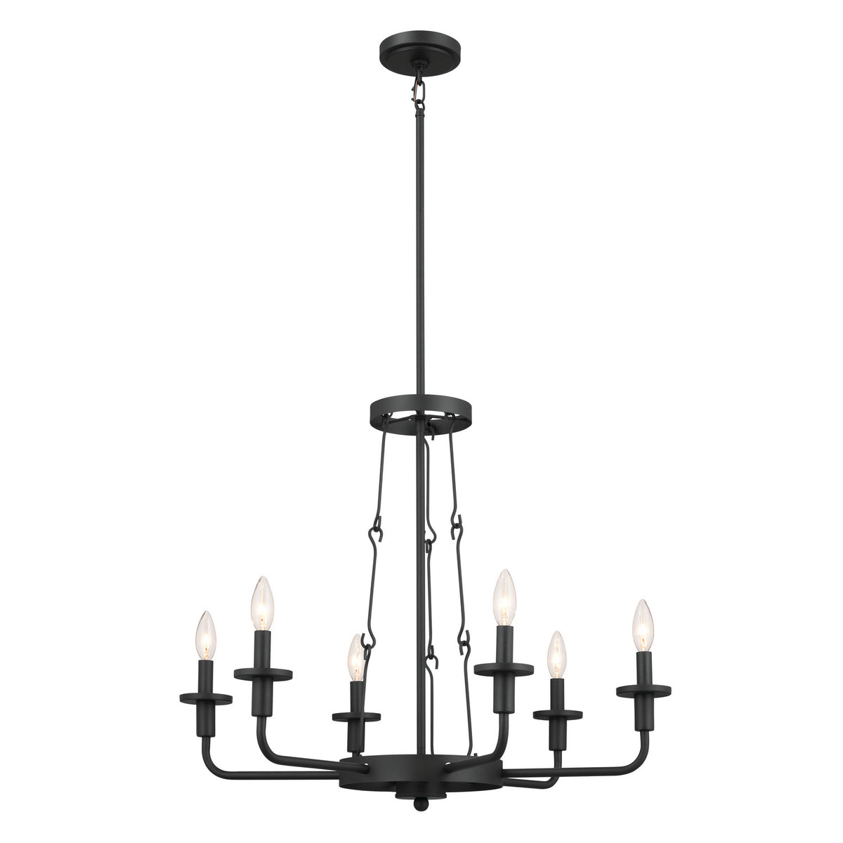 KICHLER 52451BKT Vetivene 29" 6 Light Chandelier Textured Black