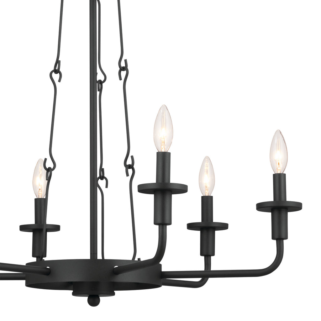 KICHLER 52451BKT Vetivene 29" 6 Light Chandelier Textured Black