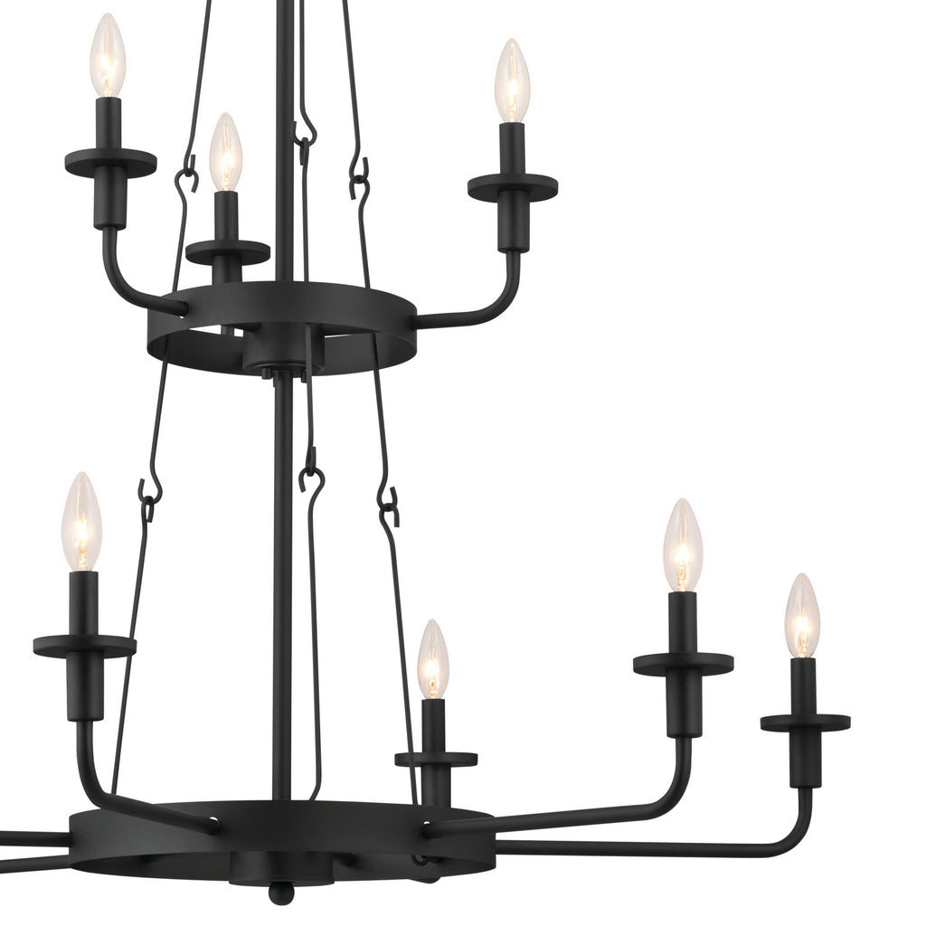 KICHLER 52452BKT Vetivene 40" 9 Light Chandelier Textured Black