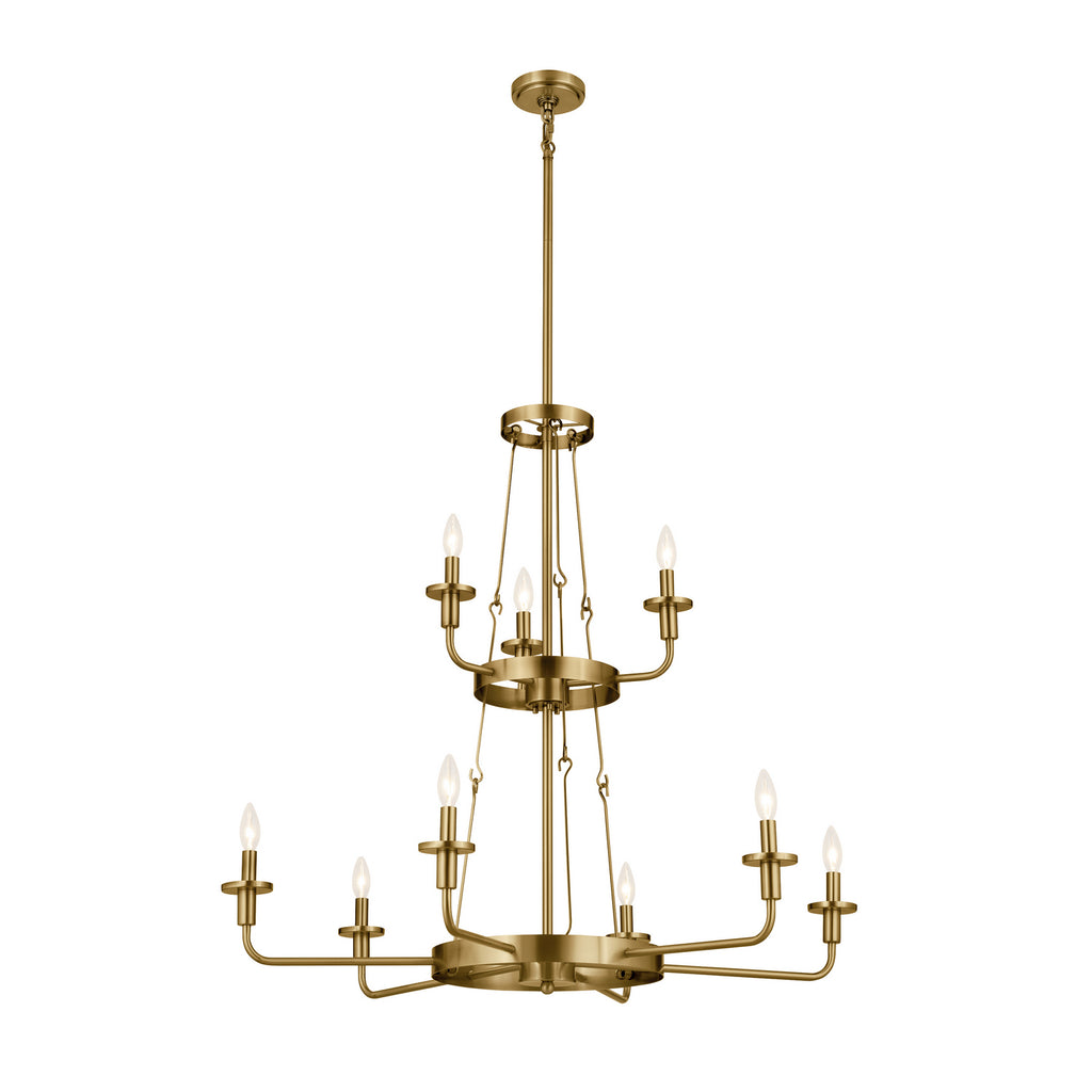 KICHLER 52452NBR Vetivene 40" 9 Light Chandelier Natural Brass