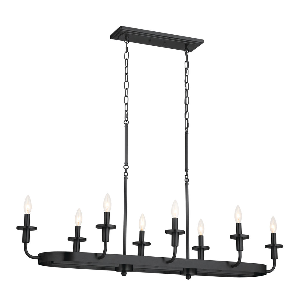 KICHLER 52453BKT Vetivene 46.5" 8 Light Linear Chandelier Textured Black