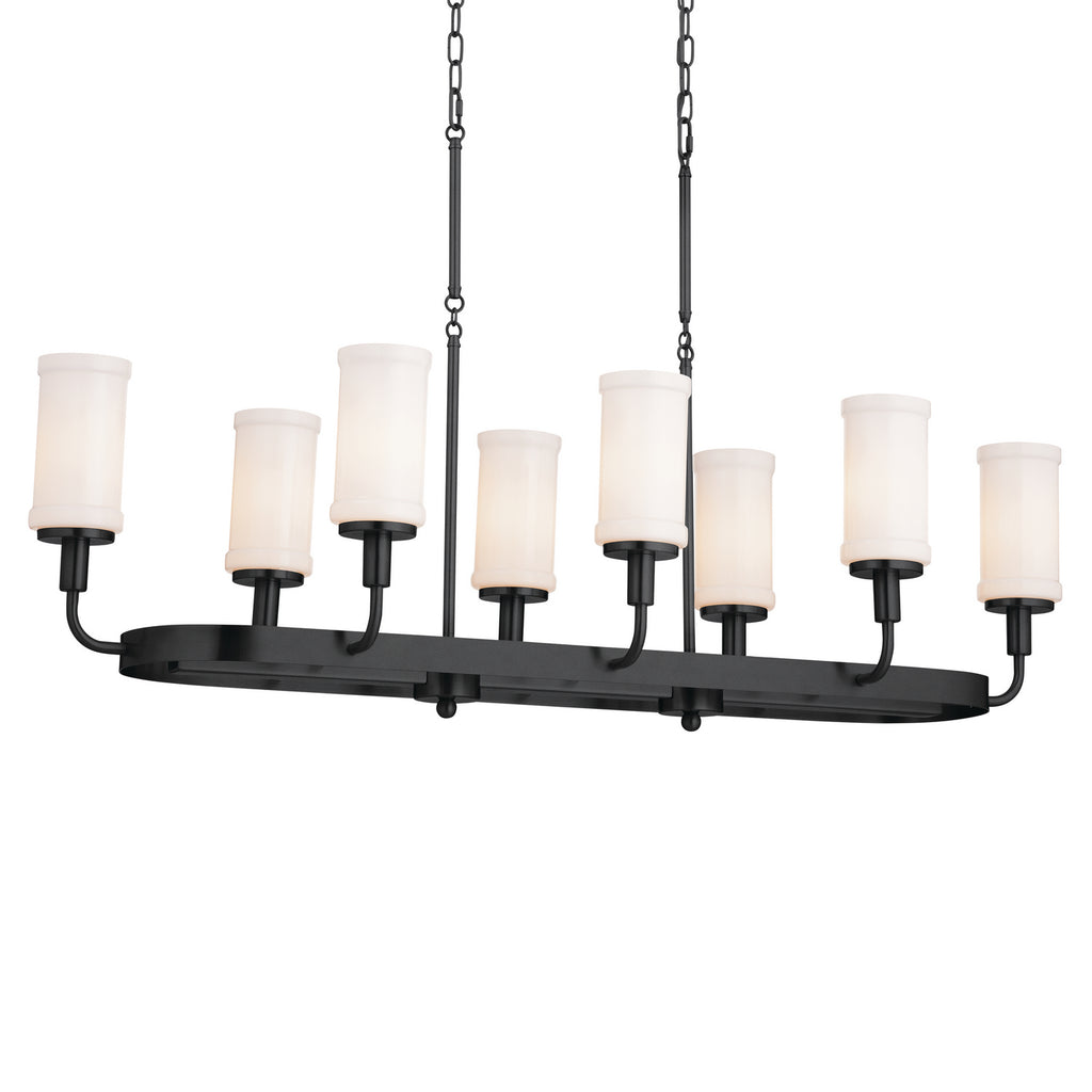 KICHLER 52453BKT Vetivene 46.5" 8 Light Linear Chandelier Textured Black