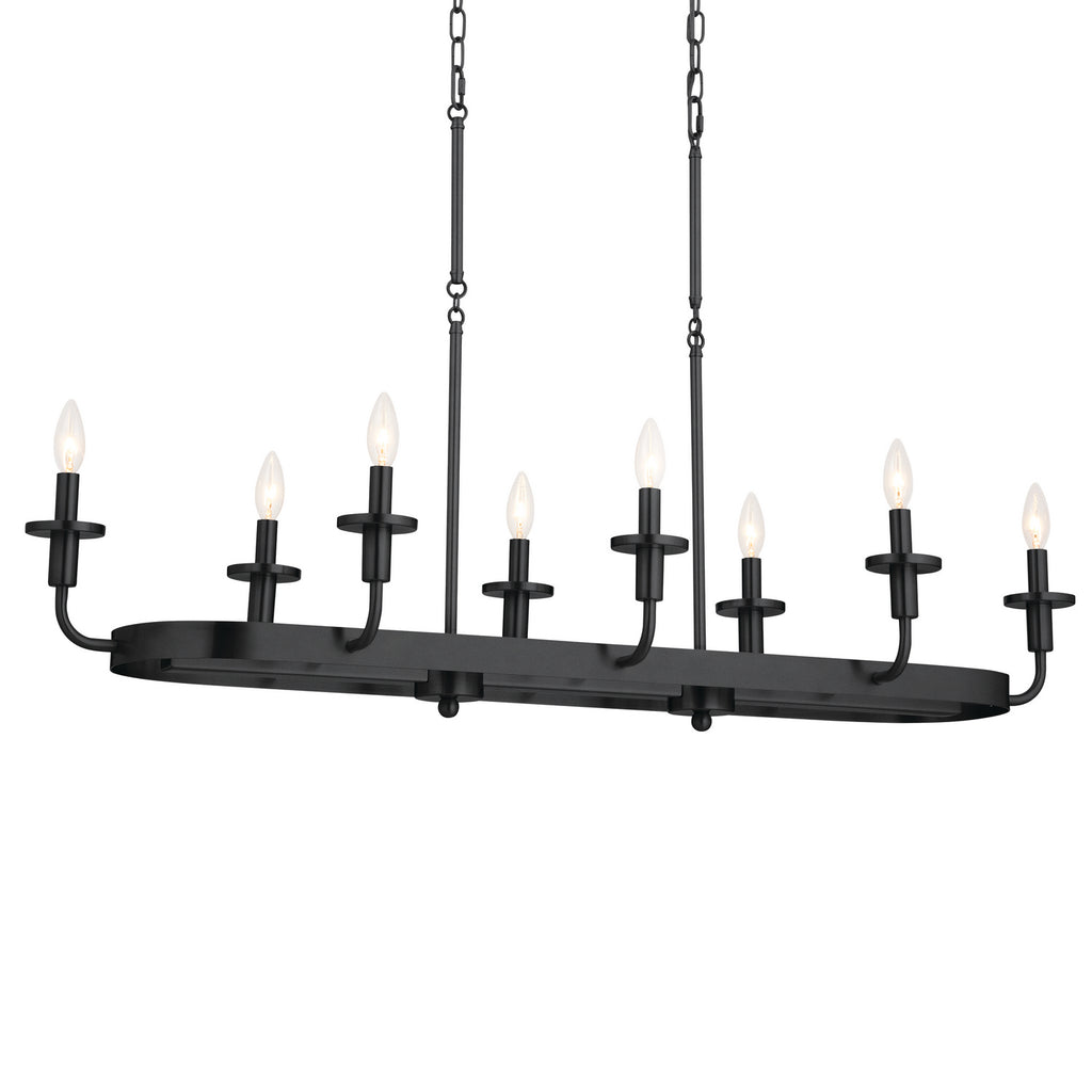 KICHLER 52453BKT Vetivene 46.5" 8 Light Linear Chandelier Textured Black