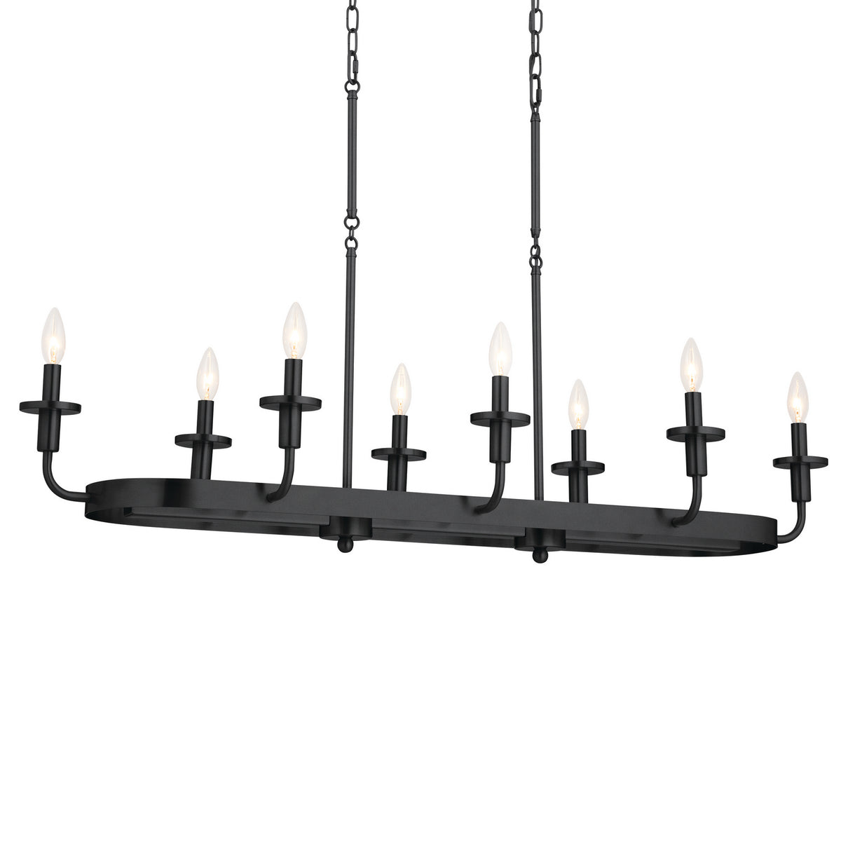KICHLER 52453BKT Vetivene 46.5" 8 Light Linear Chandelier Textured Black
