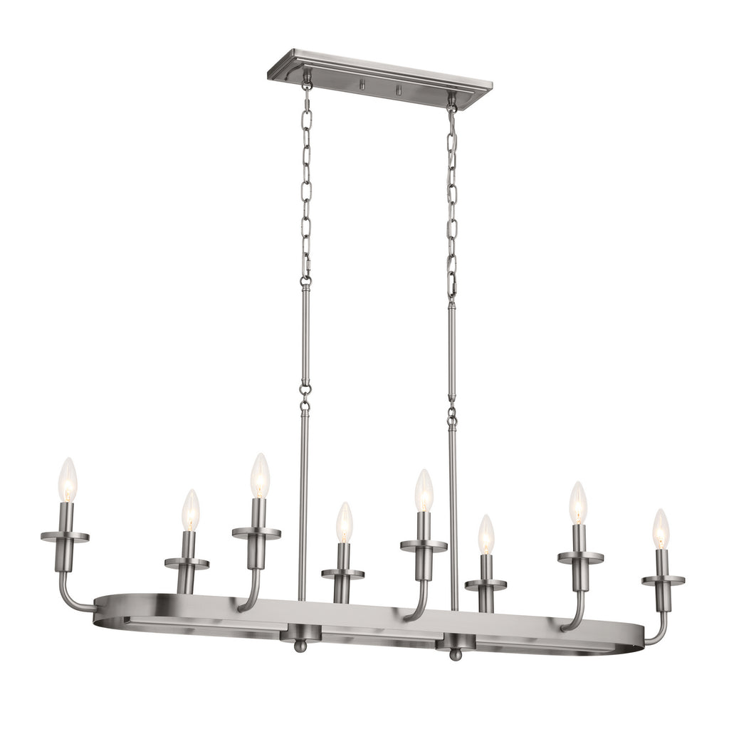 KICHLER 52453CLP Vetivene 46.5" 8 Light Linear Chandelier Classic Pewter