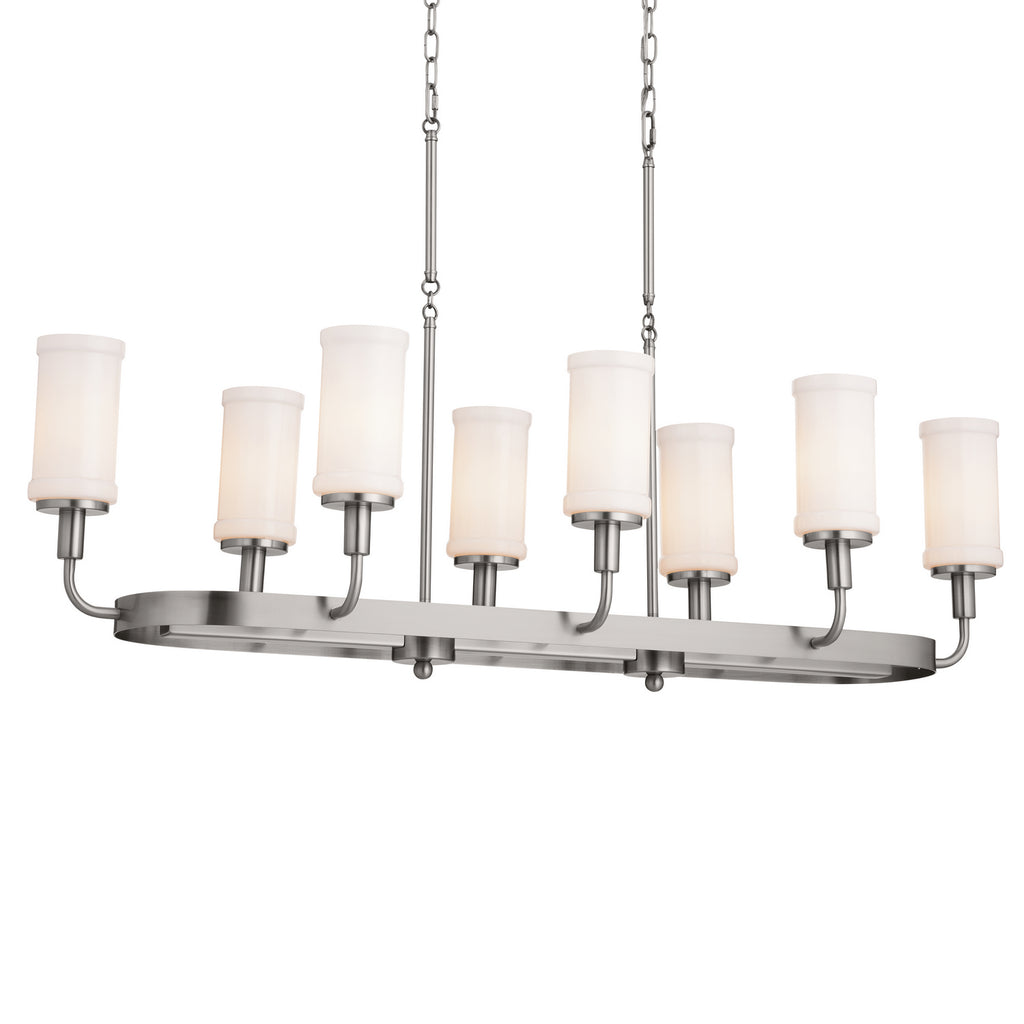 KICHLER 52453CLP Vetivene 46.5" 8 Light Linear Chandelier Classic Pewter