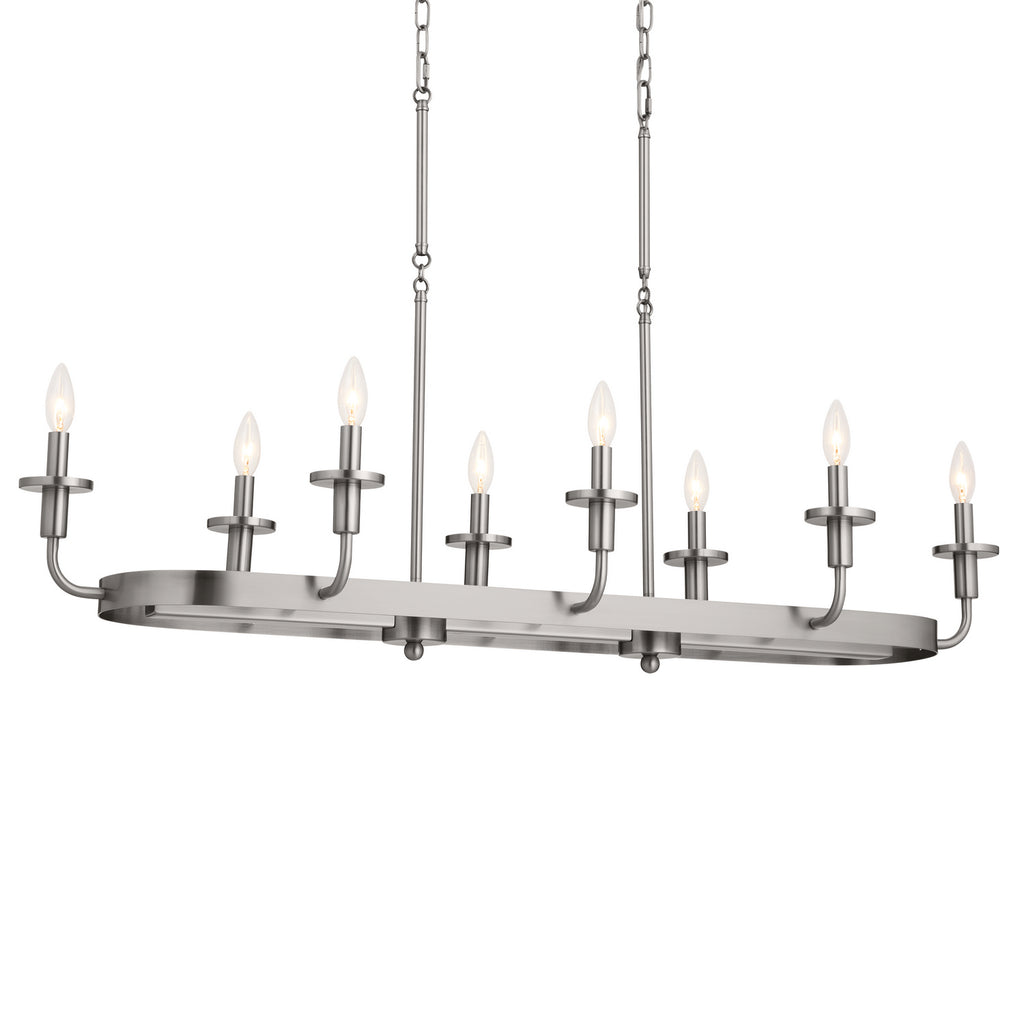 KICHLER 52453CLP Vetivene 46.5" 8 Light Linear Chandelier Classic Pewter