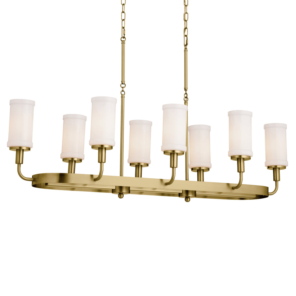 KICHLER 52453NBR Vetivene 46.5" 8 Light Linear Chandelier Natural Brass