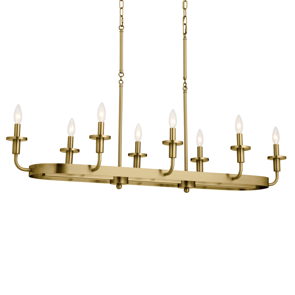 KICHLER 52453NBR Vetivene 46.5" 8 Light Linear Chandelier Natural Brass