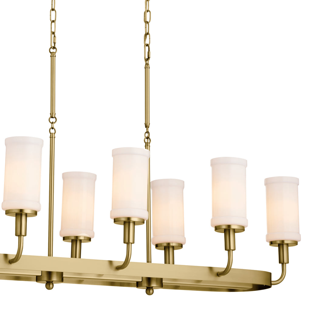 KICHLER 52453NBR Vetivene 46.5" 8 Light Linear Chandelier Natural Brass