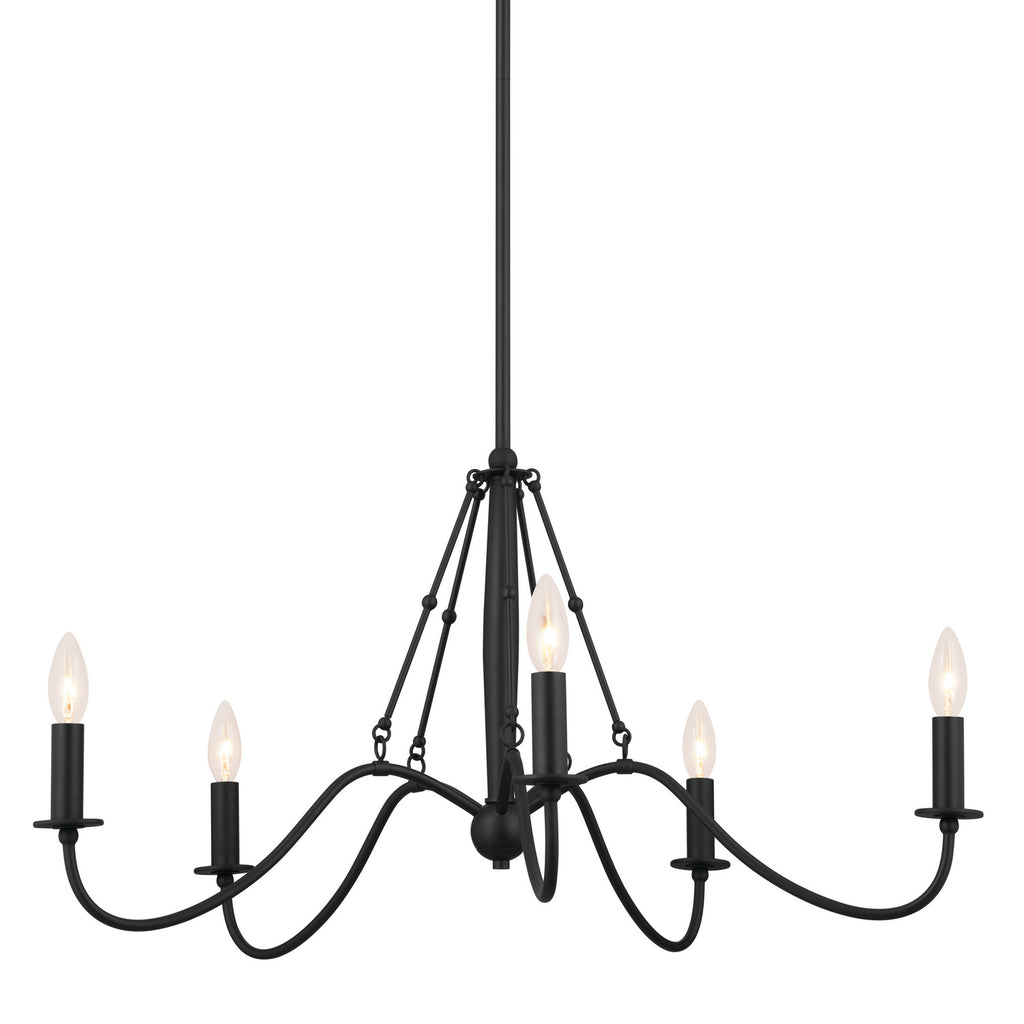 KICHLER 52455BKT Freesia 31.25" 5 Light Chandelier Textured Black