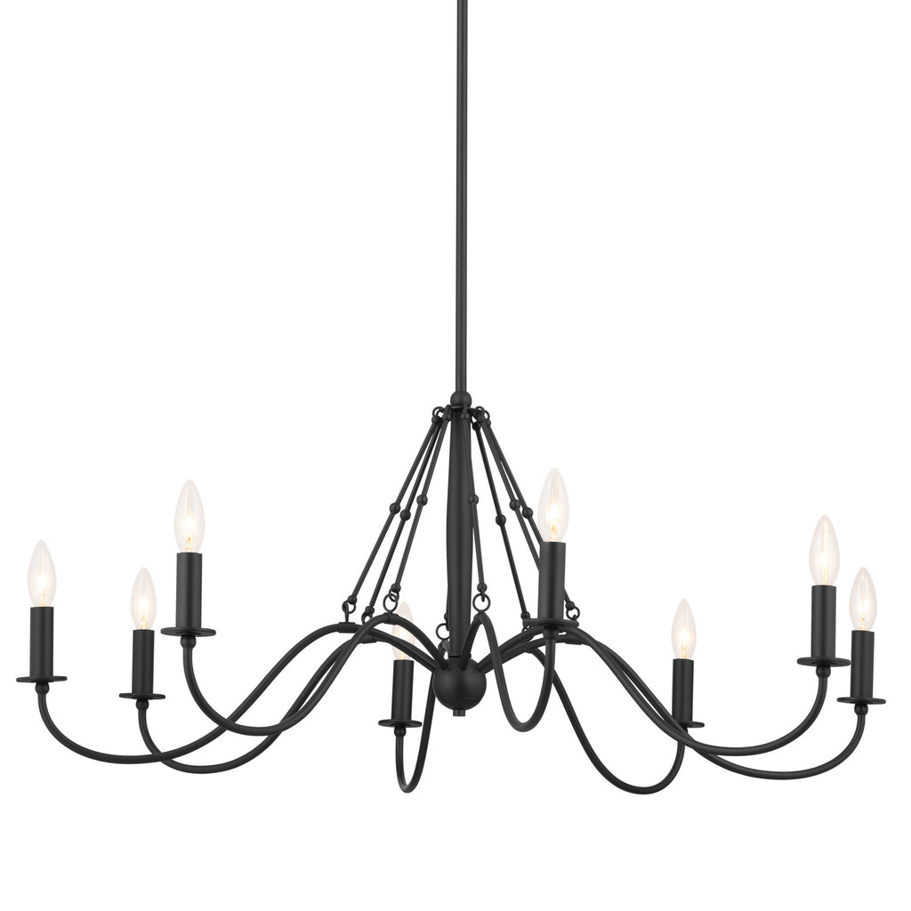 KICHLER 52456BKT Freesia 38" 8 Light Chandelier Textured Black