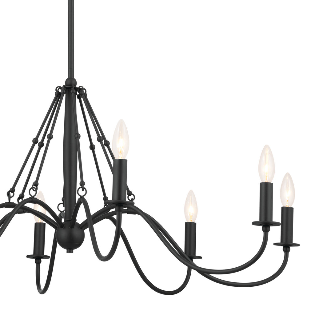KICHLER 52456BKT Freesia 38" 8 Light Chandelier Textured Black