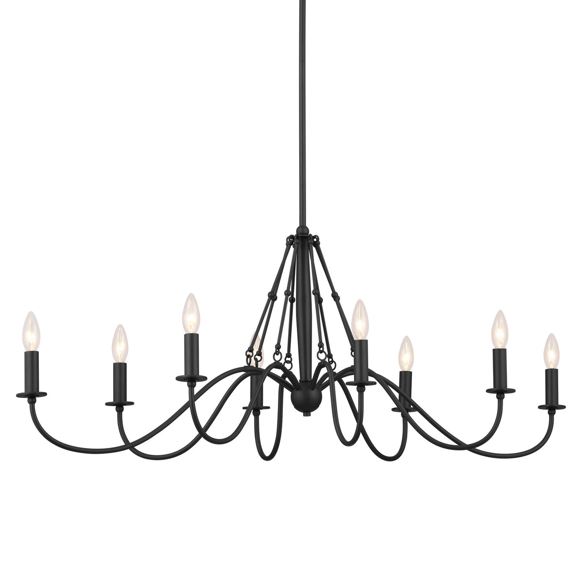 KICHLER 52457BKT Freesia 44" 8 Light Oval Chandelier Textured Black
