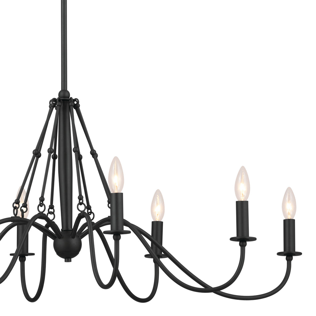 KICHLER 52457BKT Freesia 44" 8 Light Oval Chandelier Textured Black