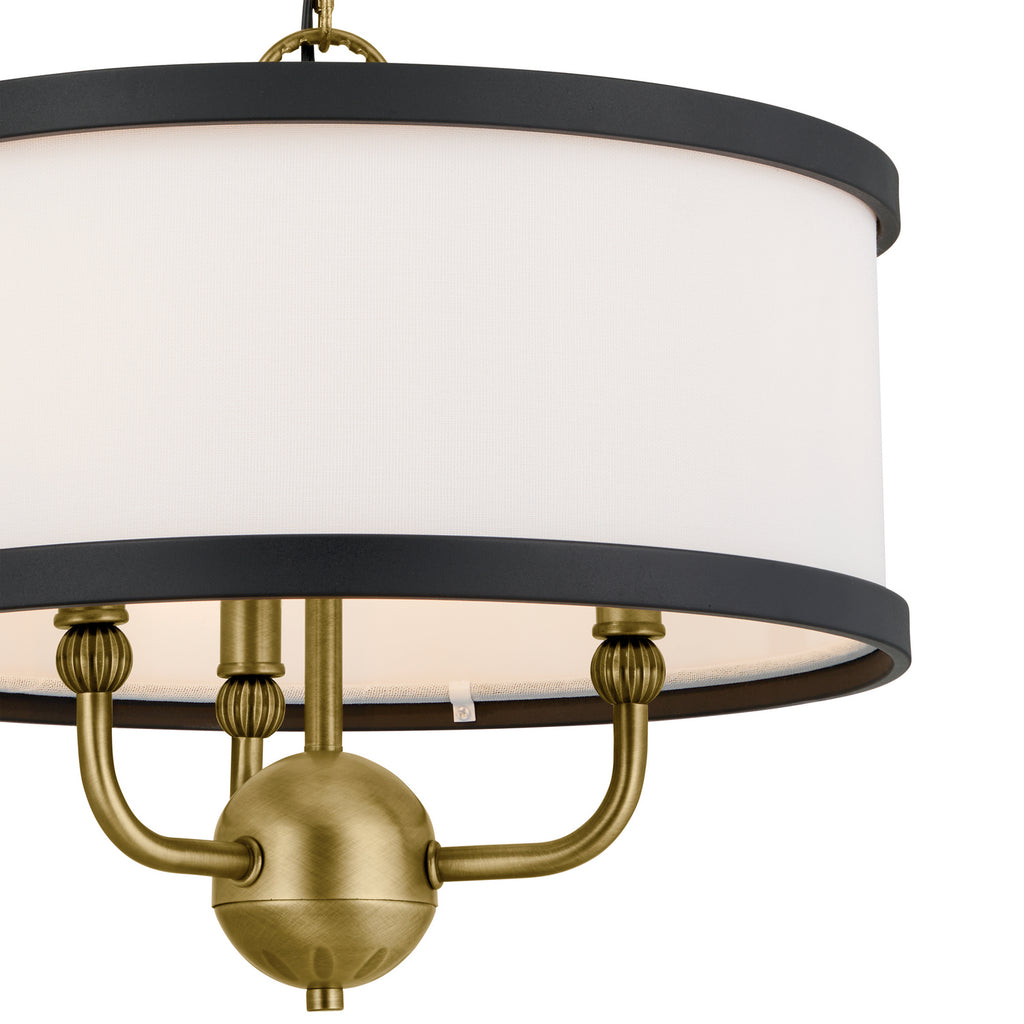KICHLER 52465NBR Heddle 15" 3 Light Convertible Chandelier Natural Brass