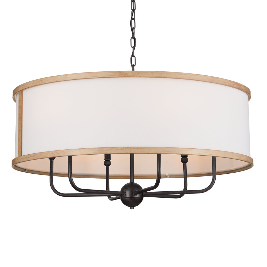 KICHLER 52466AVI Heddle 30" 6 Light Chandelier Anvil Iron