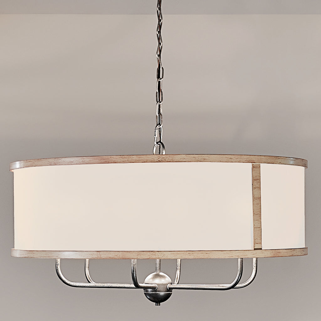 KICHLER 52466AVI Heddle 30" 6 Light Chandelier Anvil Iron