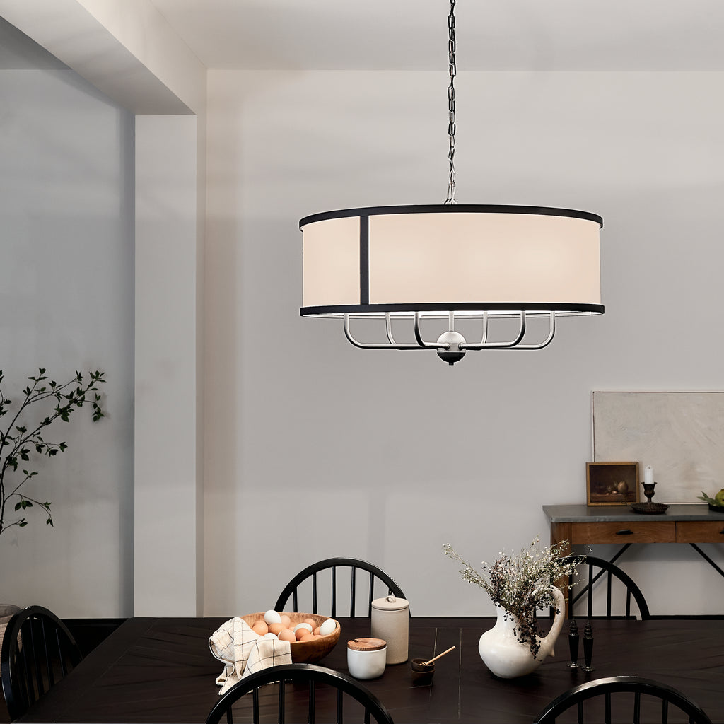 KICHLER 52466BKT Heddle 30" 6 Light Chandelier Textured Black