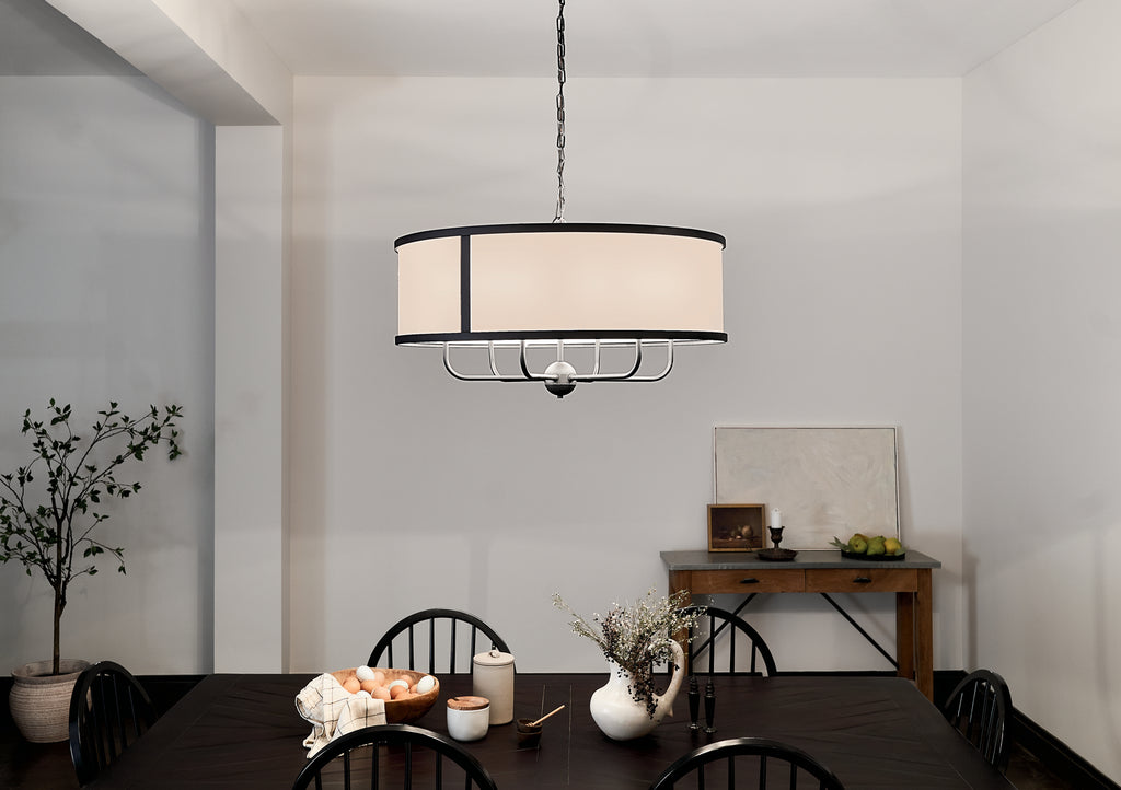 KICHLER 52466BKT Heddle 30" 6 Light Chandelier Textured Black