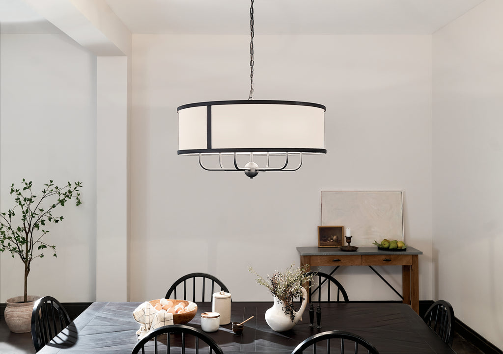 KICHLER 52466BKT Heddle 30" 6 Light Chandelier Textured Black