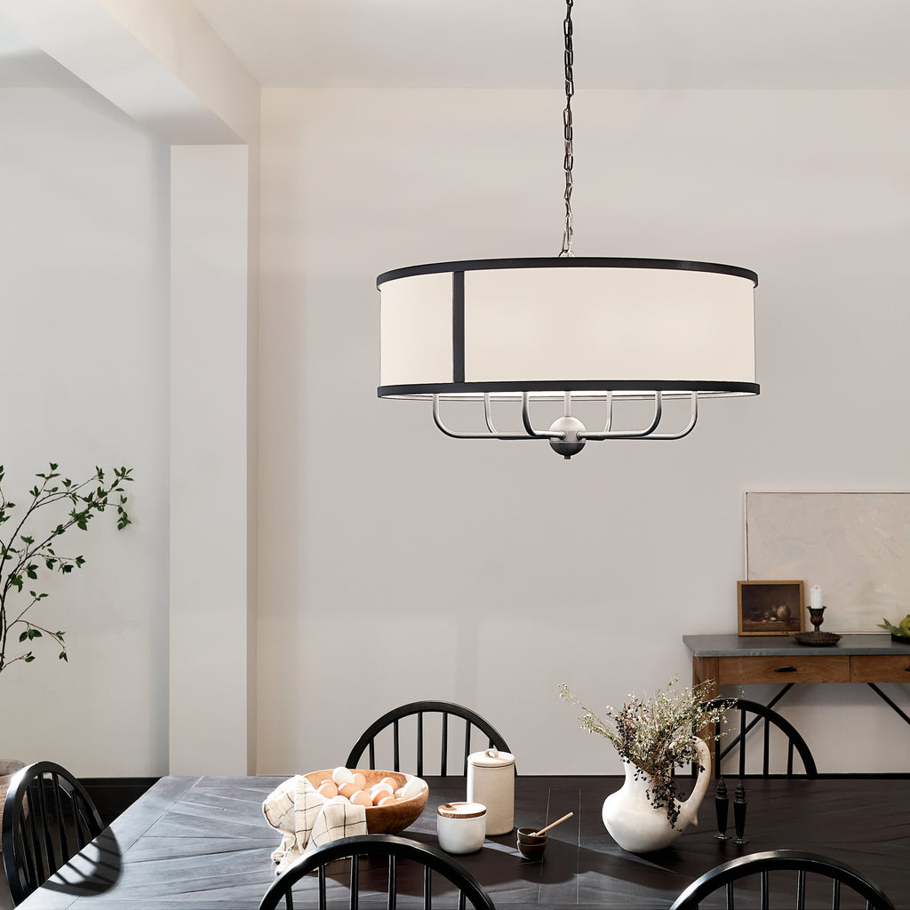 KICHLER 52466BKT Heddle 30" 6 Light Chandelier Textured Black