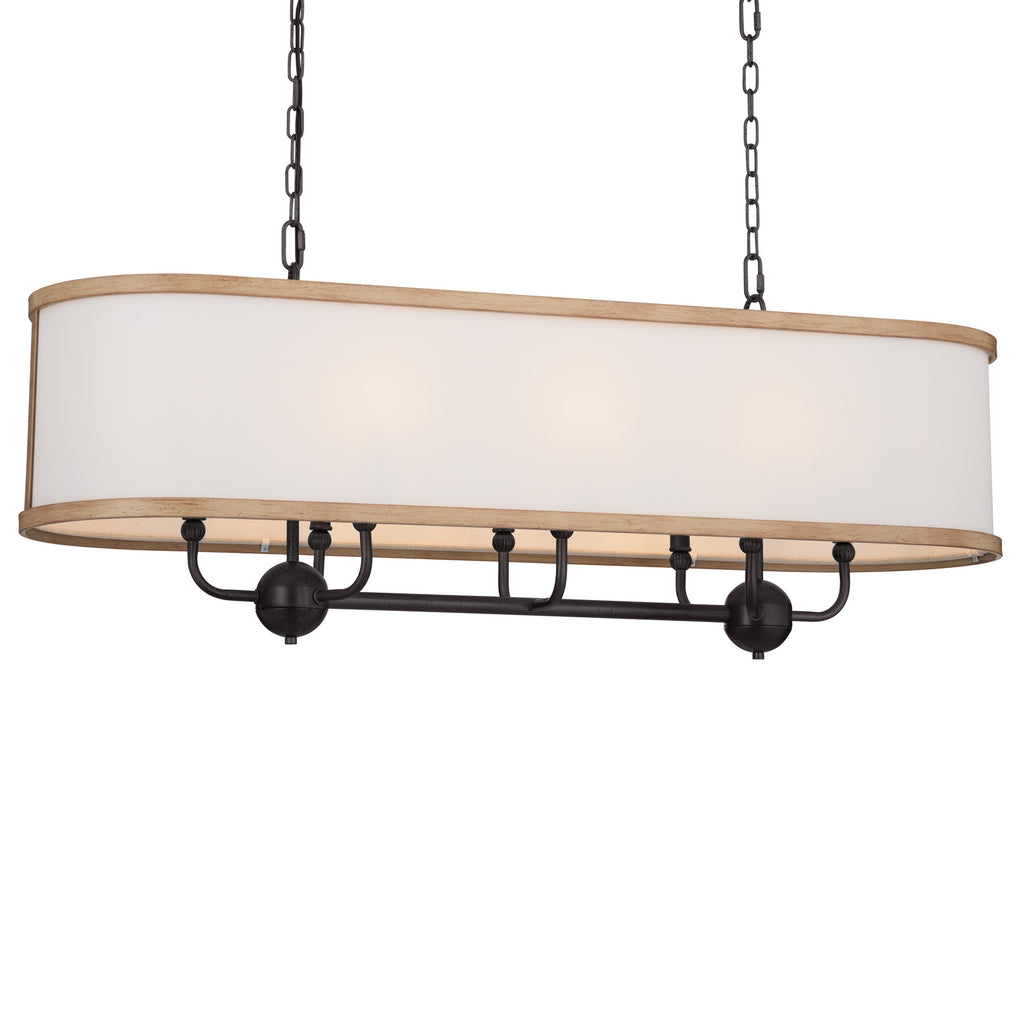 KICHLER 52467AVI Heddle 42.5" 8 Light Linear Chandelier Anvil Iron