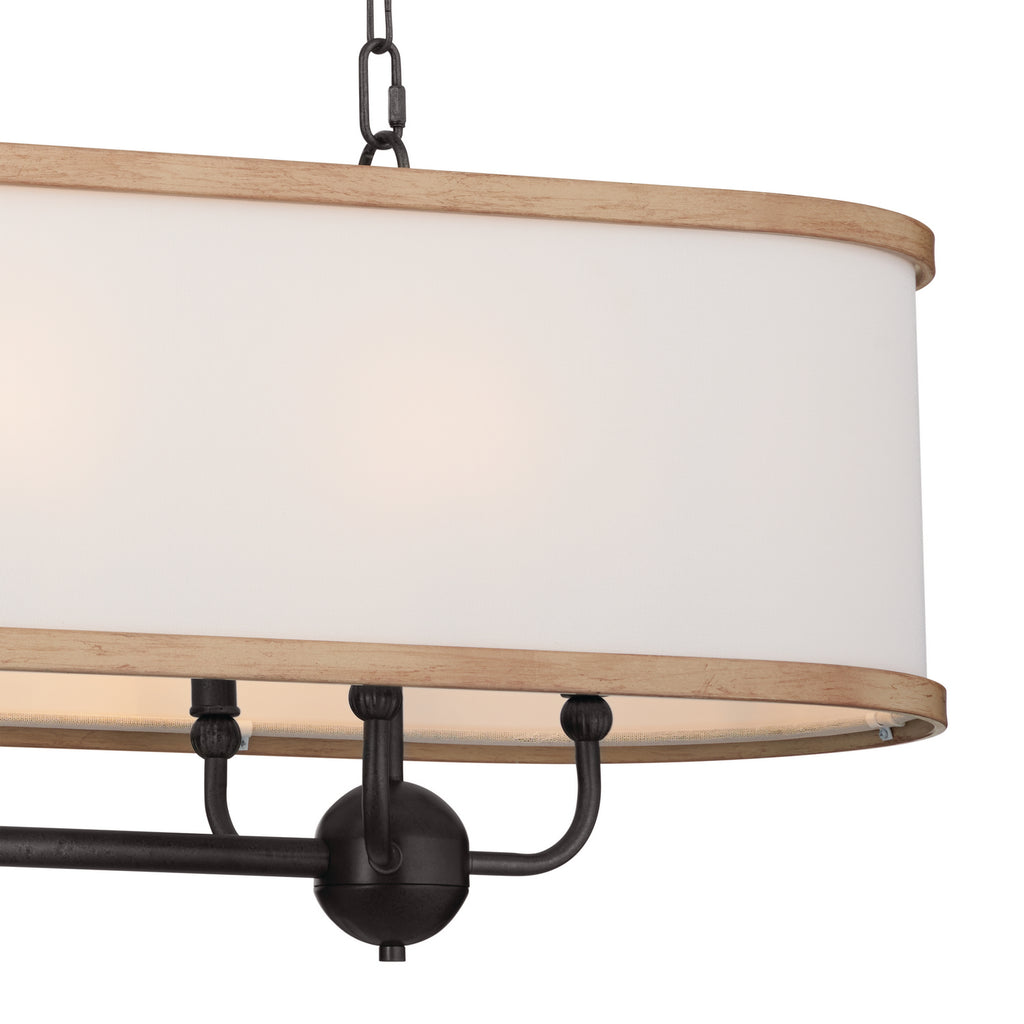 KICHLER 52467AVI Heddle 42.5" 8 Light Linear Chandelier Anvil Iron