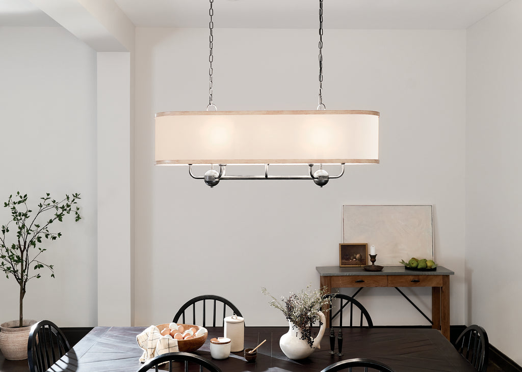 KICHLER 52467AVI Heddle 42.5" 8 Light Linear Chandelier Anvil Iron