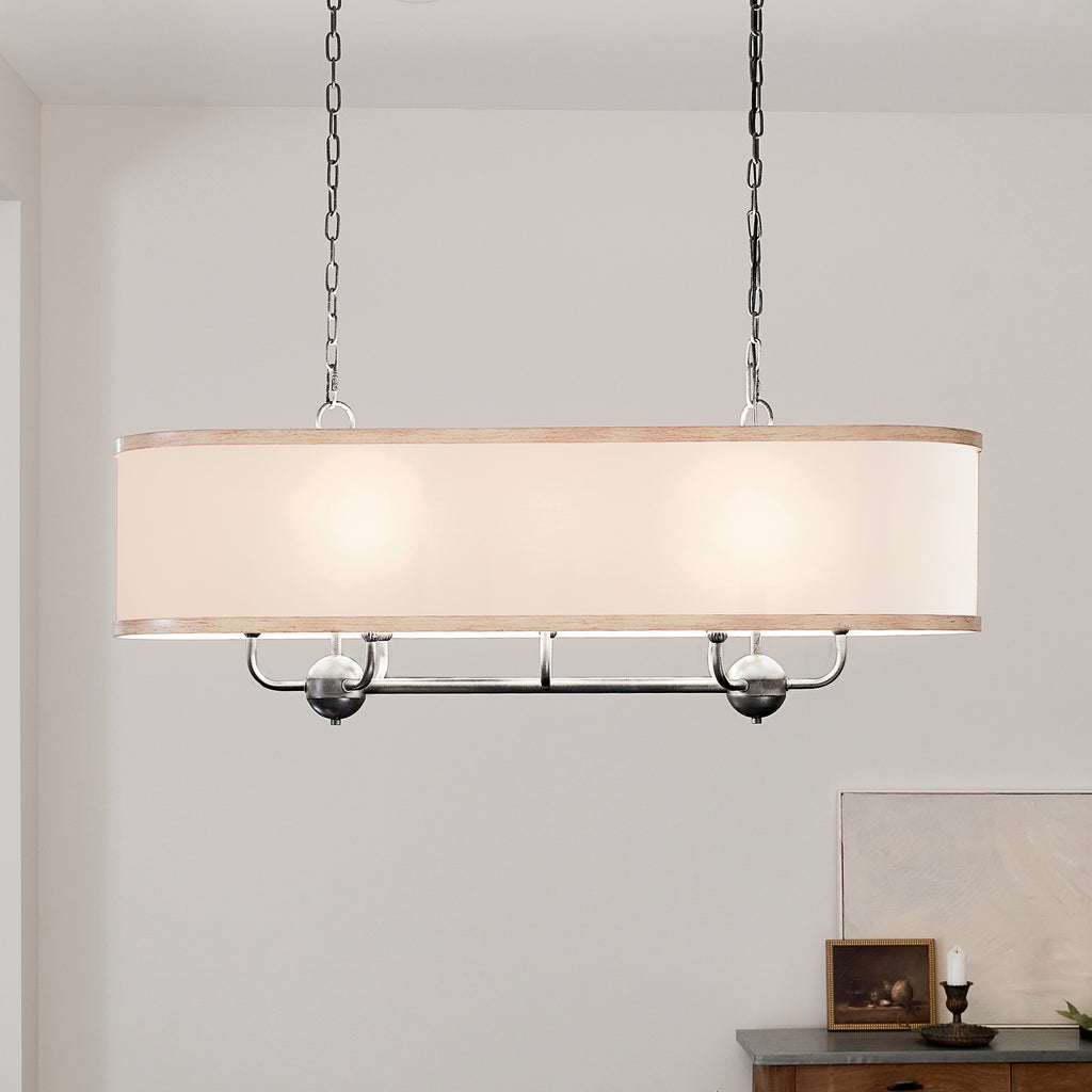 KICHLER 52467AVI Heddle 42.5" 8 Light Linear Chandelier Anvil Iron
