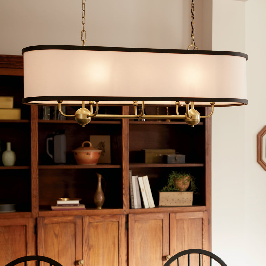 KICHLER 52467NBR Heddle 42.5" 8 Light Linear Chandelier Natural Brass