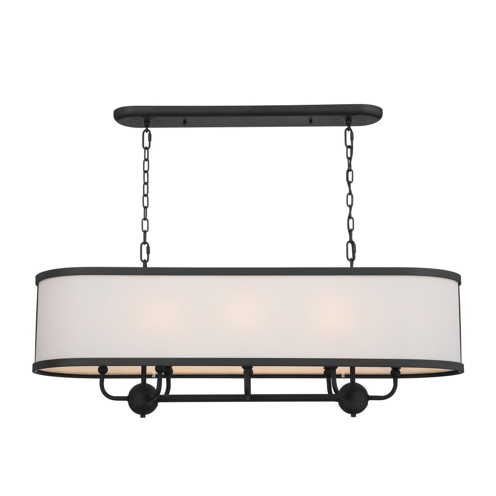 KICHLER 52467BKT Heddle 42.5" 8 Light Linear Chandelier Textured Black