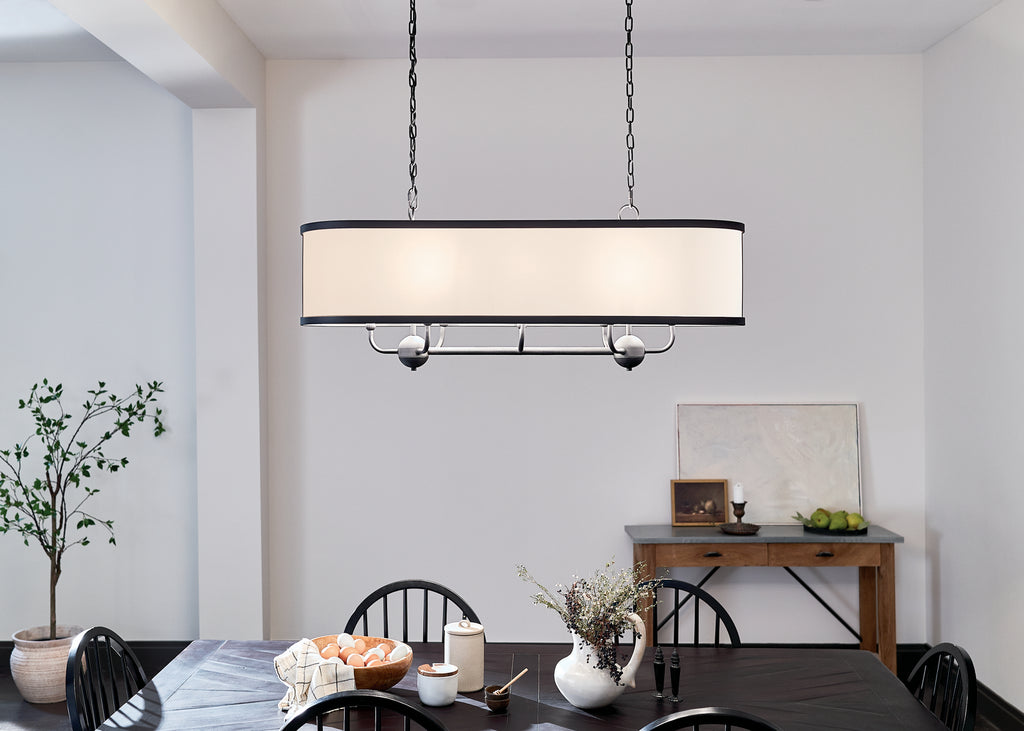 KICHLER 52467BKT Heddle 42.5" 8 Light Linear Chandelier Textured Black