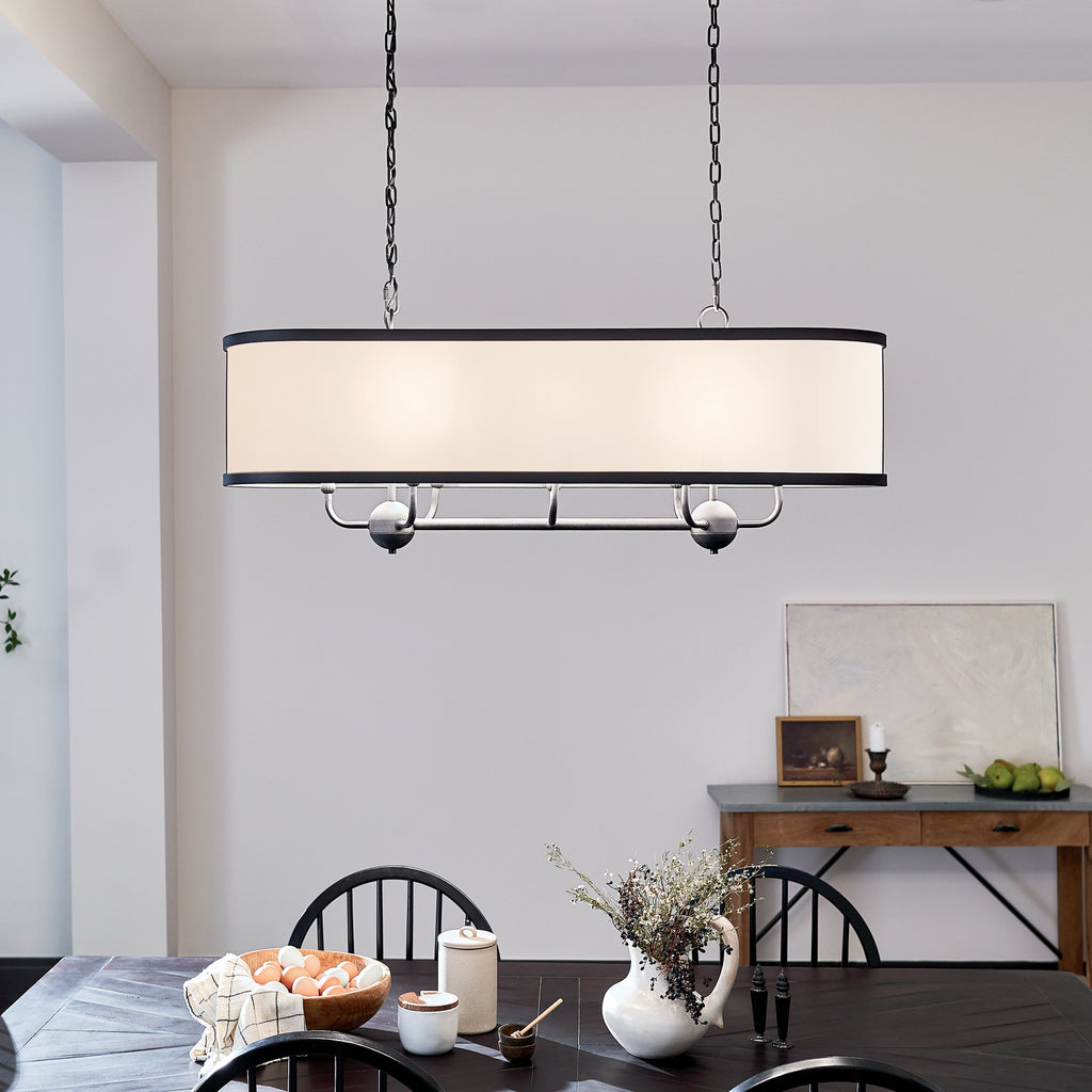 KICHLER 52467BKT Heddle 42.5" 8 Light Linear Chandelier Textured Black