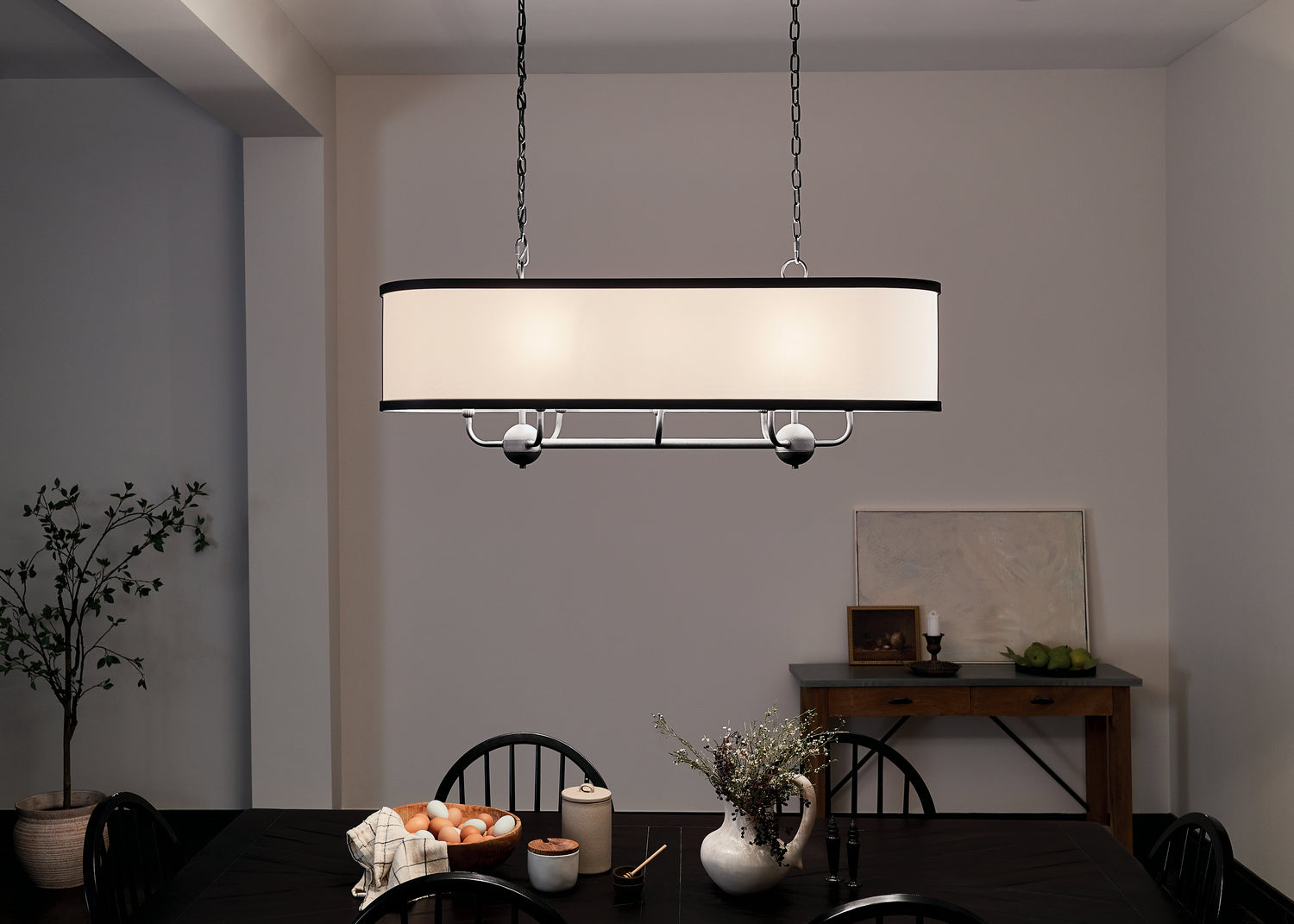 KICHLER 52467BKT Heddle 42.5" 8 Light Linear Chandelier Textured Black