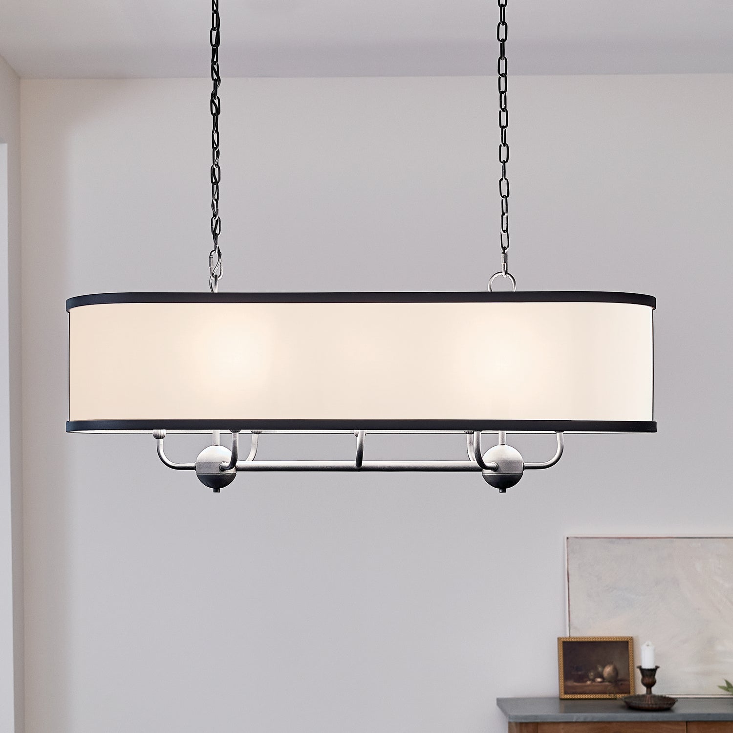 KICHLER 52467BKT Heddle 42.5" 8 Light Linear Chandelier Textured Black