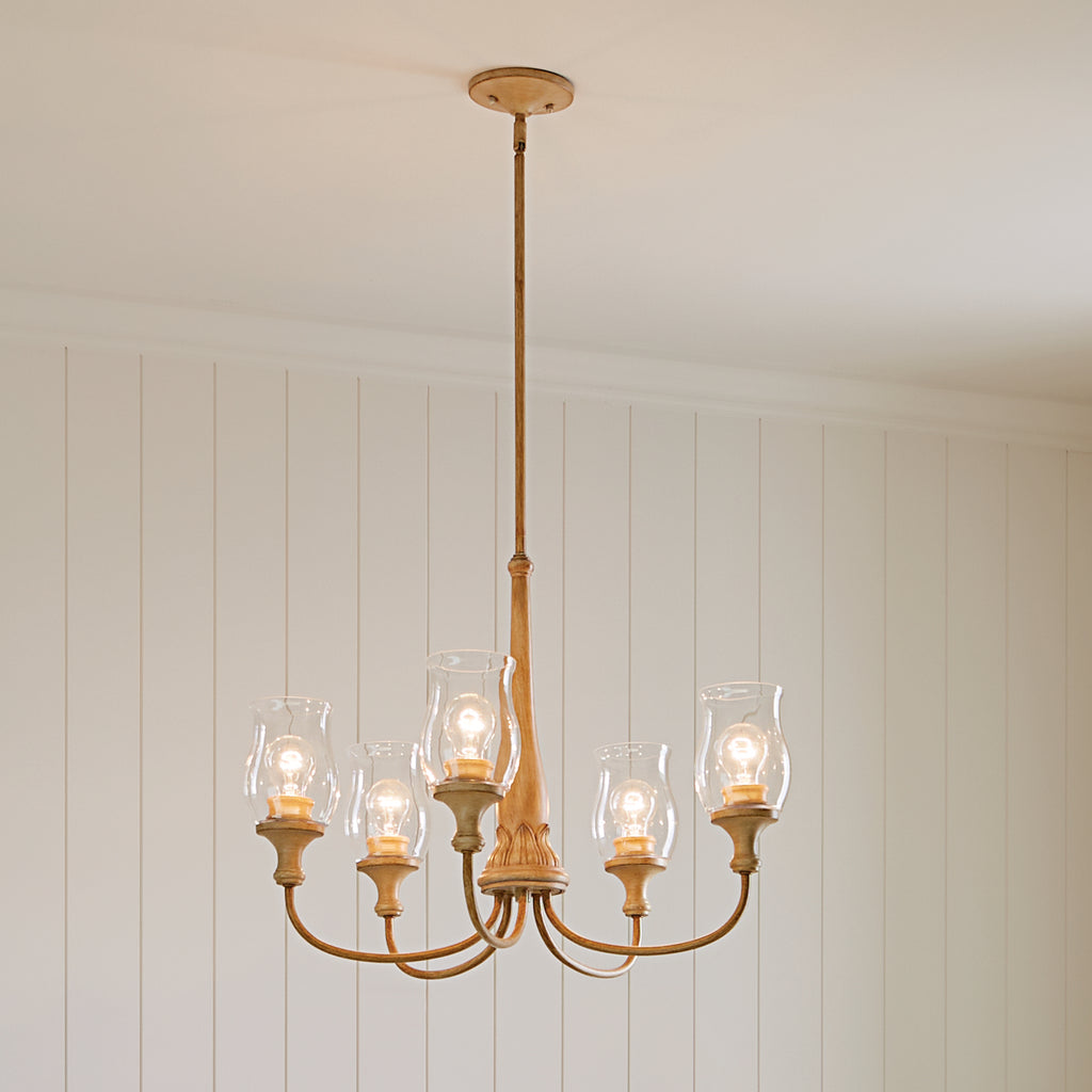 KICHLER 52468WMP Melis 26.5" 5 Light Chandelier Warm Maple Wood