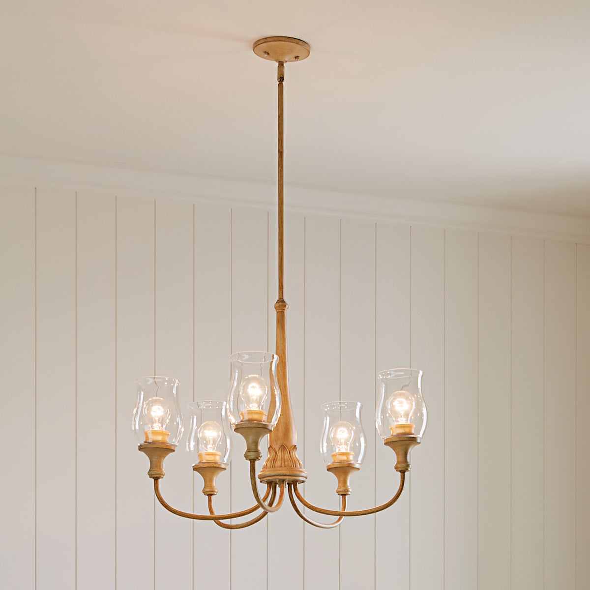 KICHLER 52468WMP Melis 26.5" 5 Light Chandelier Warm Maple Wood