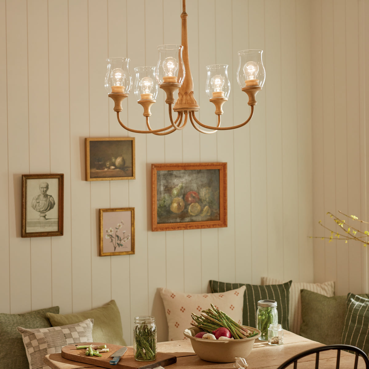 KICHLER 52468WMP Melis 26.5" 5 Light Chandelier Warm Maple Wood