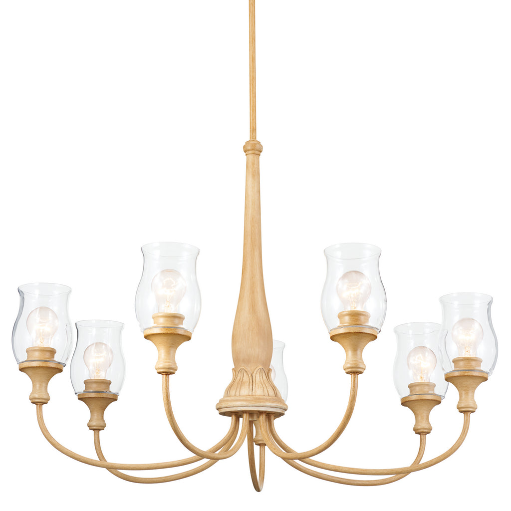 KICHLER 52469WMP Melis 35.5" 7 Light Chandelier Warm Maple Wood