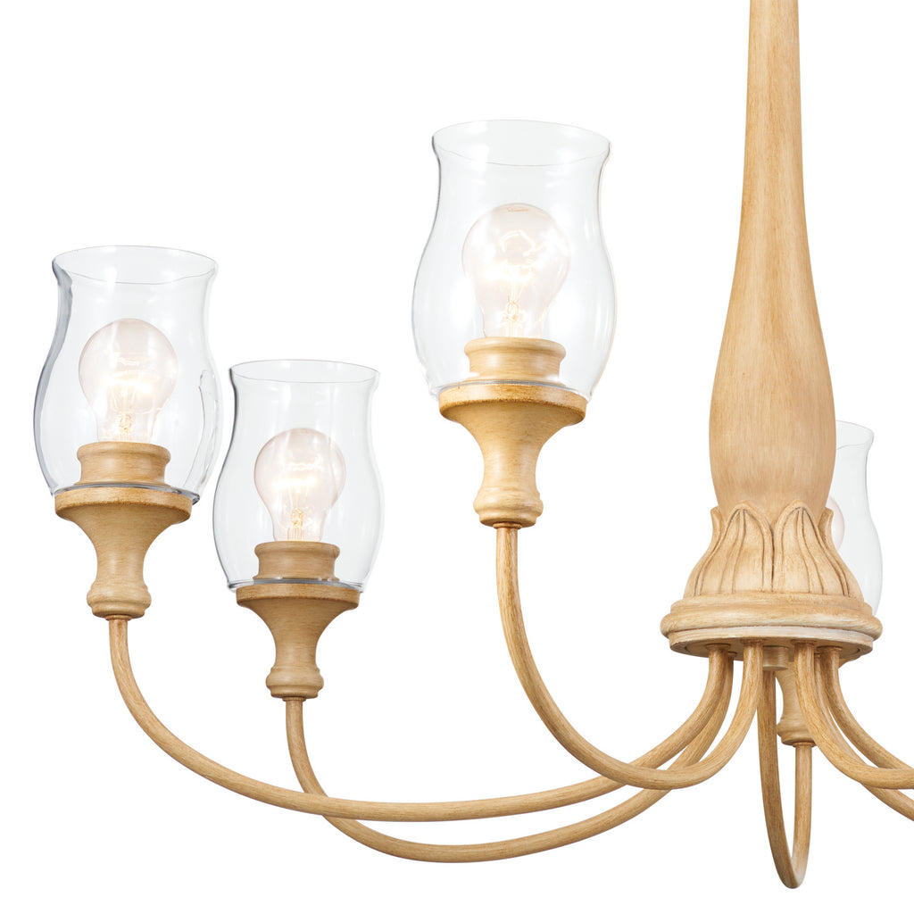KICHLER 52469WMP Melis 35.5" 7 Light Chandelier Warm Maple Wood