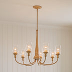 KICHLER 52469WMP Melis 35.5" 7 Light Chandelier Warm Maple Wood