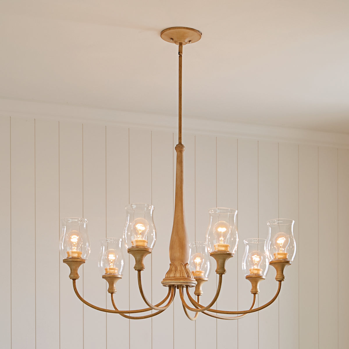 KICHLER 52469WMP Melis 35.5" 7 Light Chandelier Warm Maple Wood