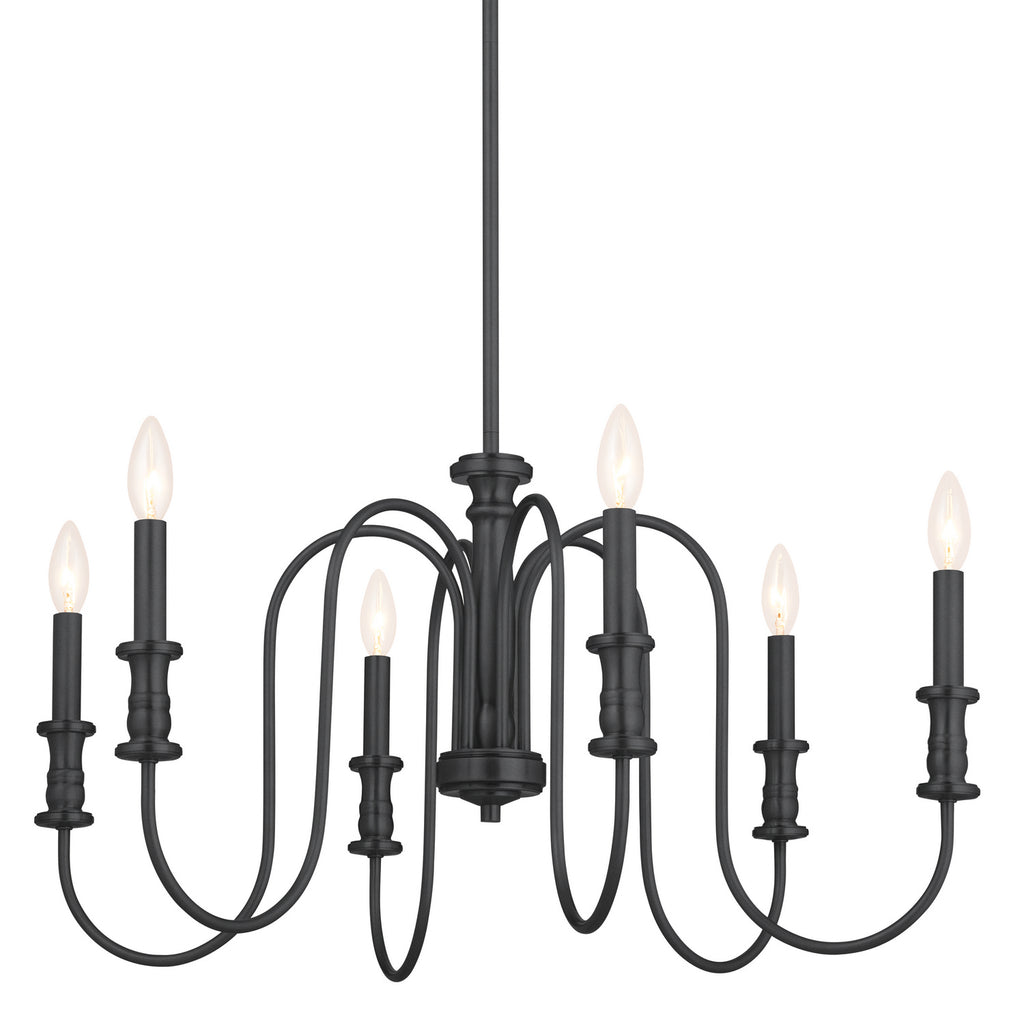 KICHLER 52470BK Karthe 28.5" 6 Light Chandelier Black