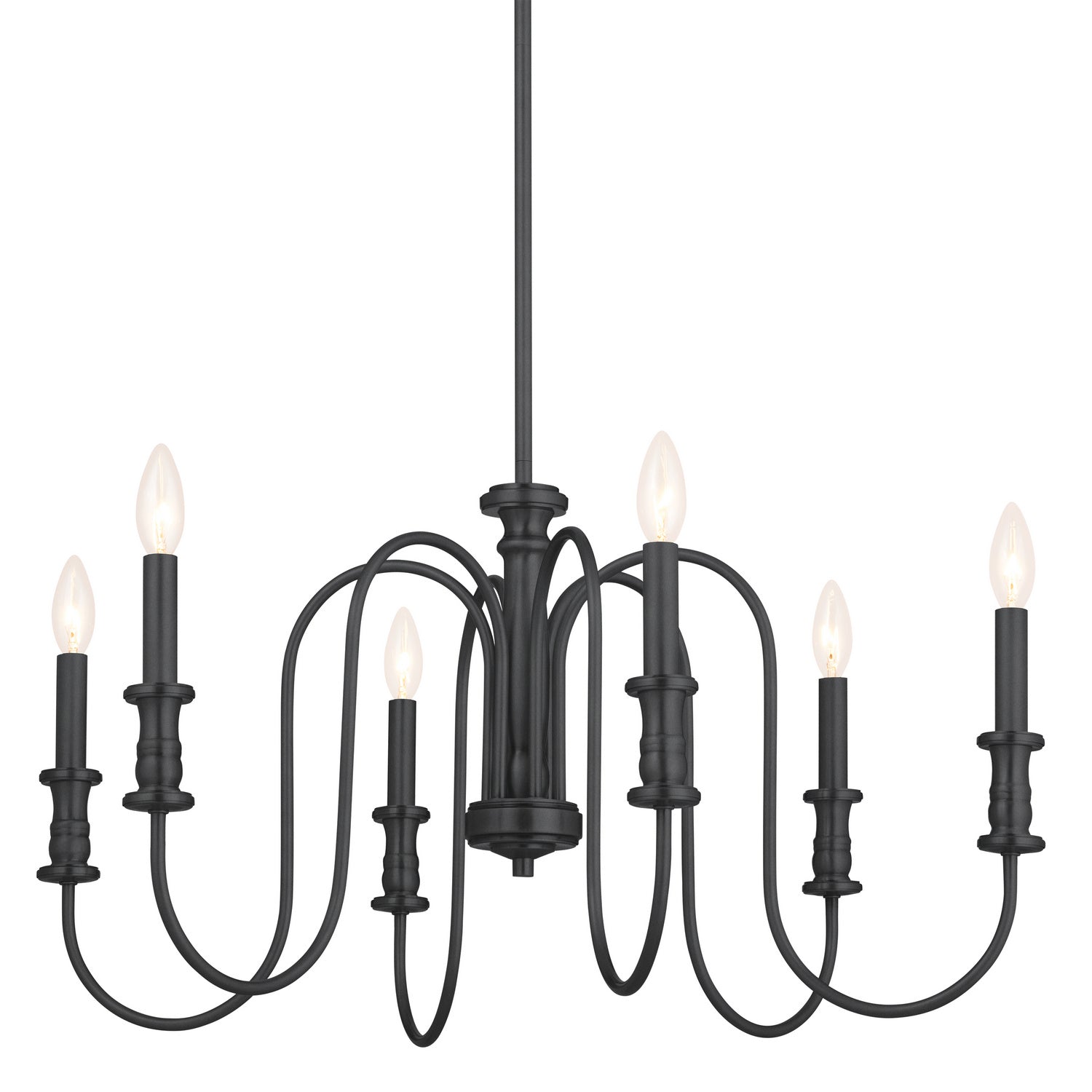 KICHLER 52470BK Karthe 28.5" 6 Light Chandelier Black