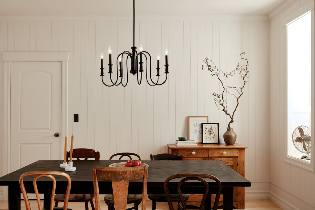 KICHLER 52470BK Karthe 28.5" 6 Light Chandelier Black